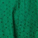 Green Eyelet Ruffle Sleeve Swing Dress