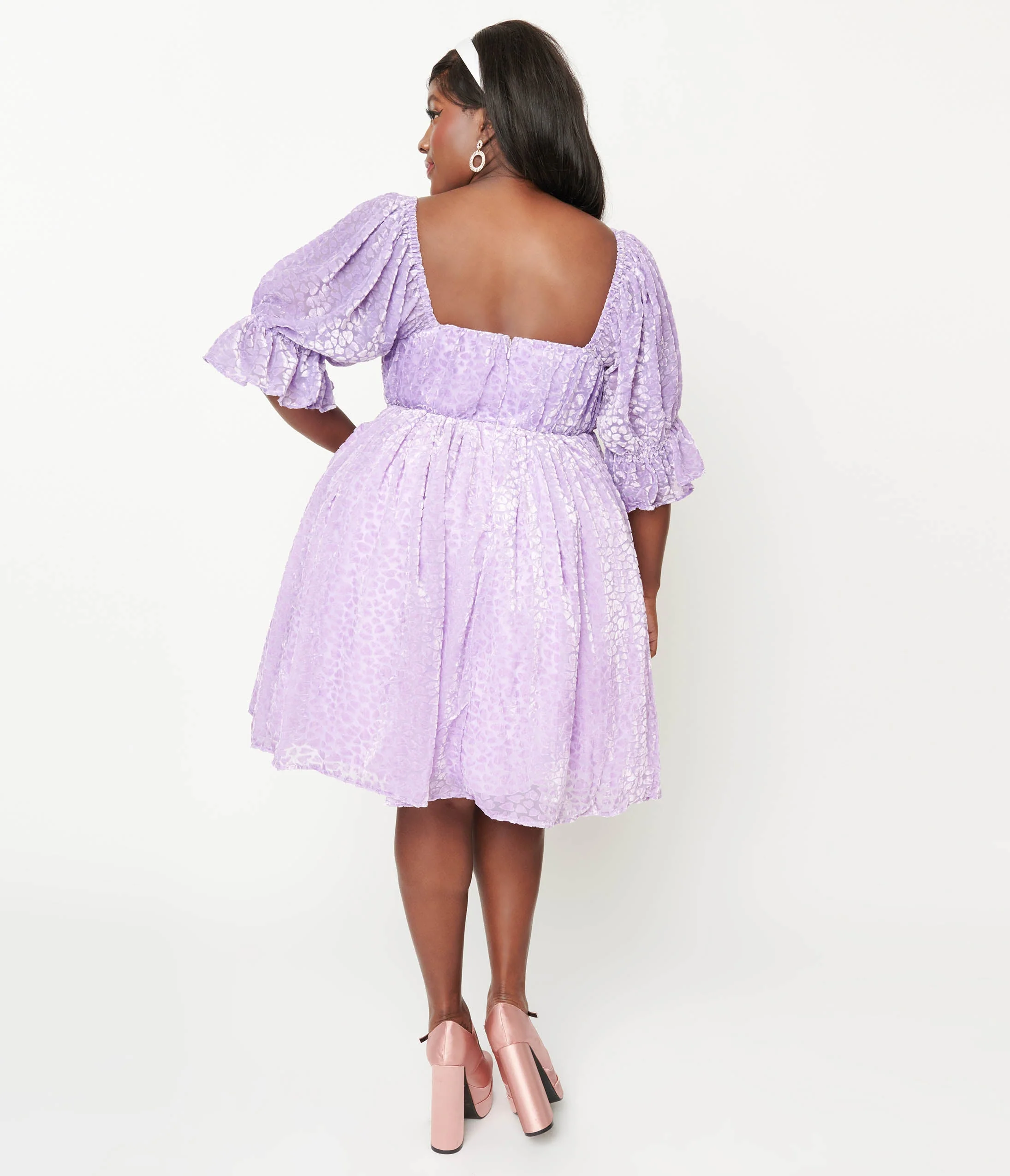 Smak Parlour Plus Size Lavender Heart Velvet Love Interest Babydoll Dress