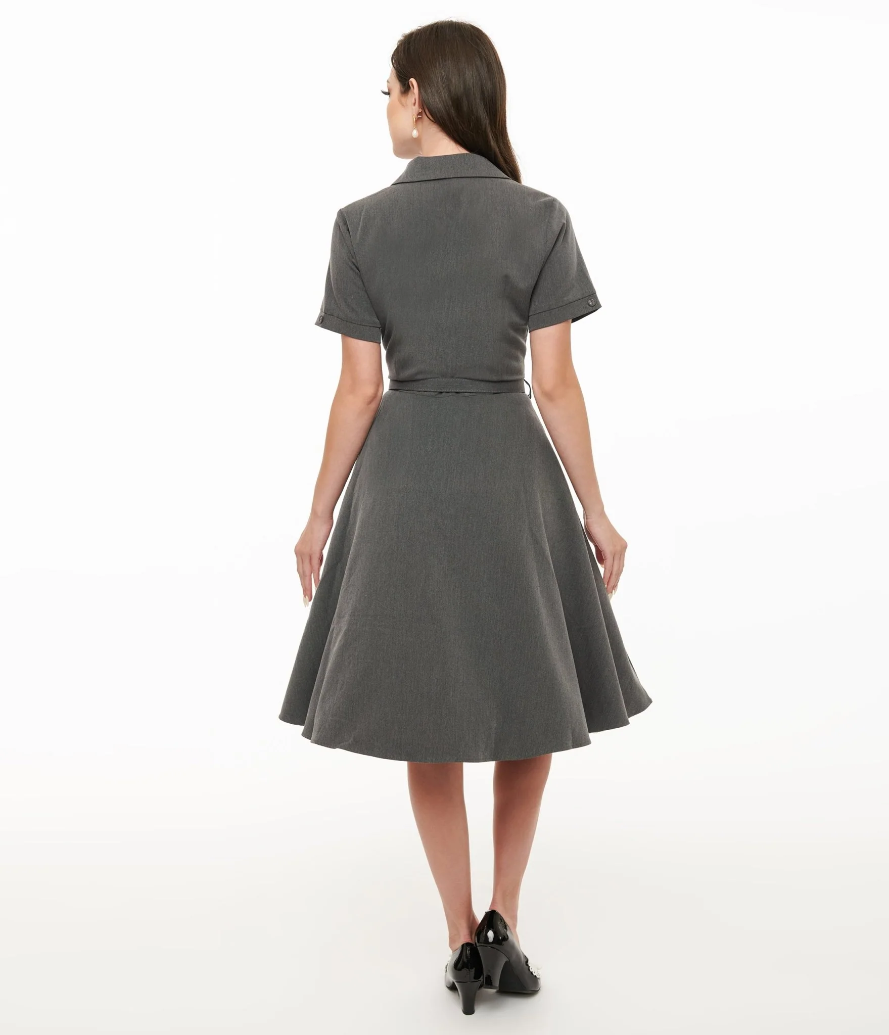 Voodoo Vixen 1950s Grey Bow Fit & Flare Dress