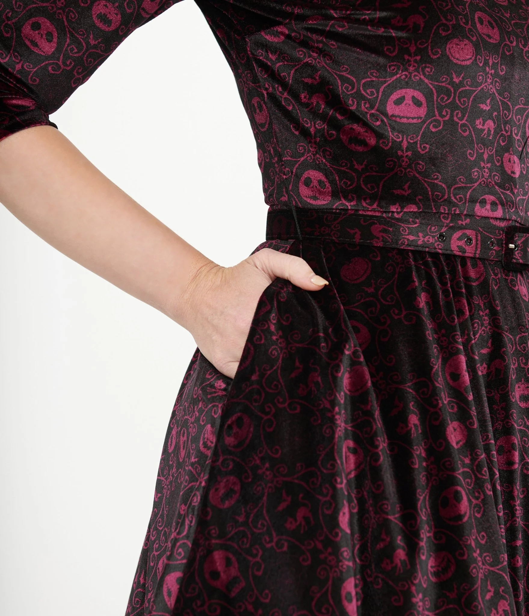 Disney The Nightmare Before Christmas collection by Unique Vintage Eggplant Baroque Jack Skellington Devon Swing Dress