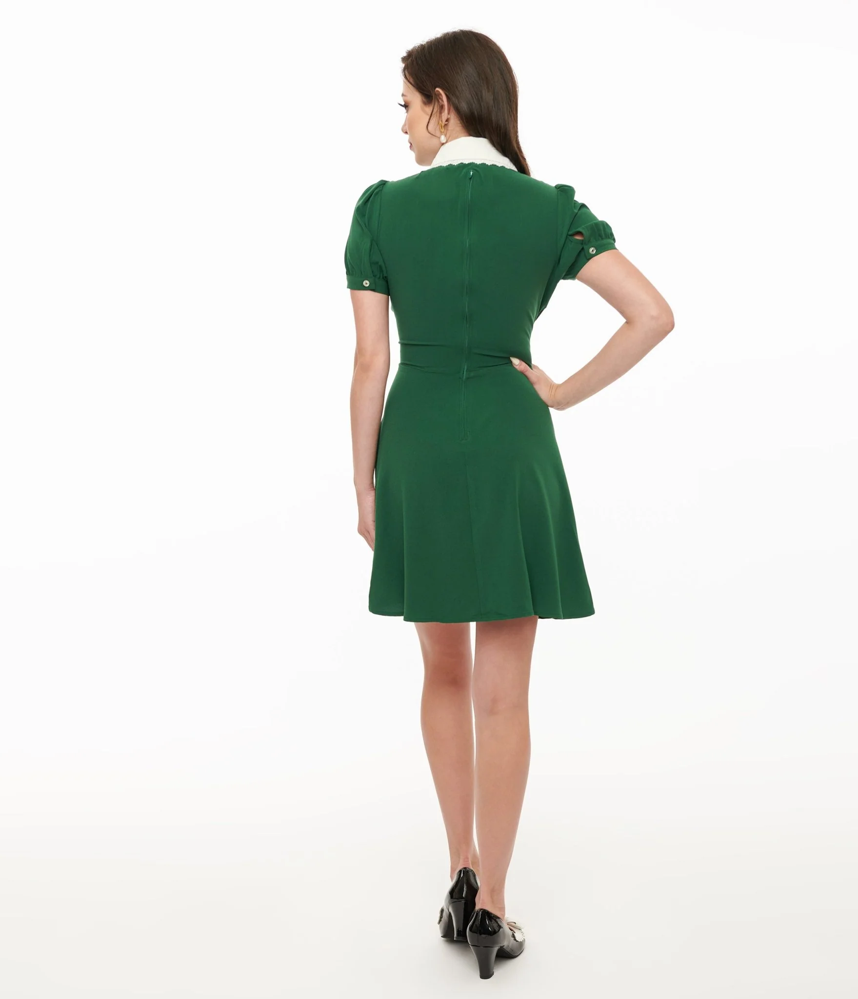 Hell Bunny 1950s Green Basil Fox Mini Dress