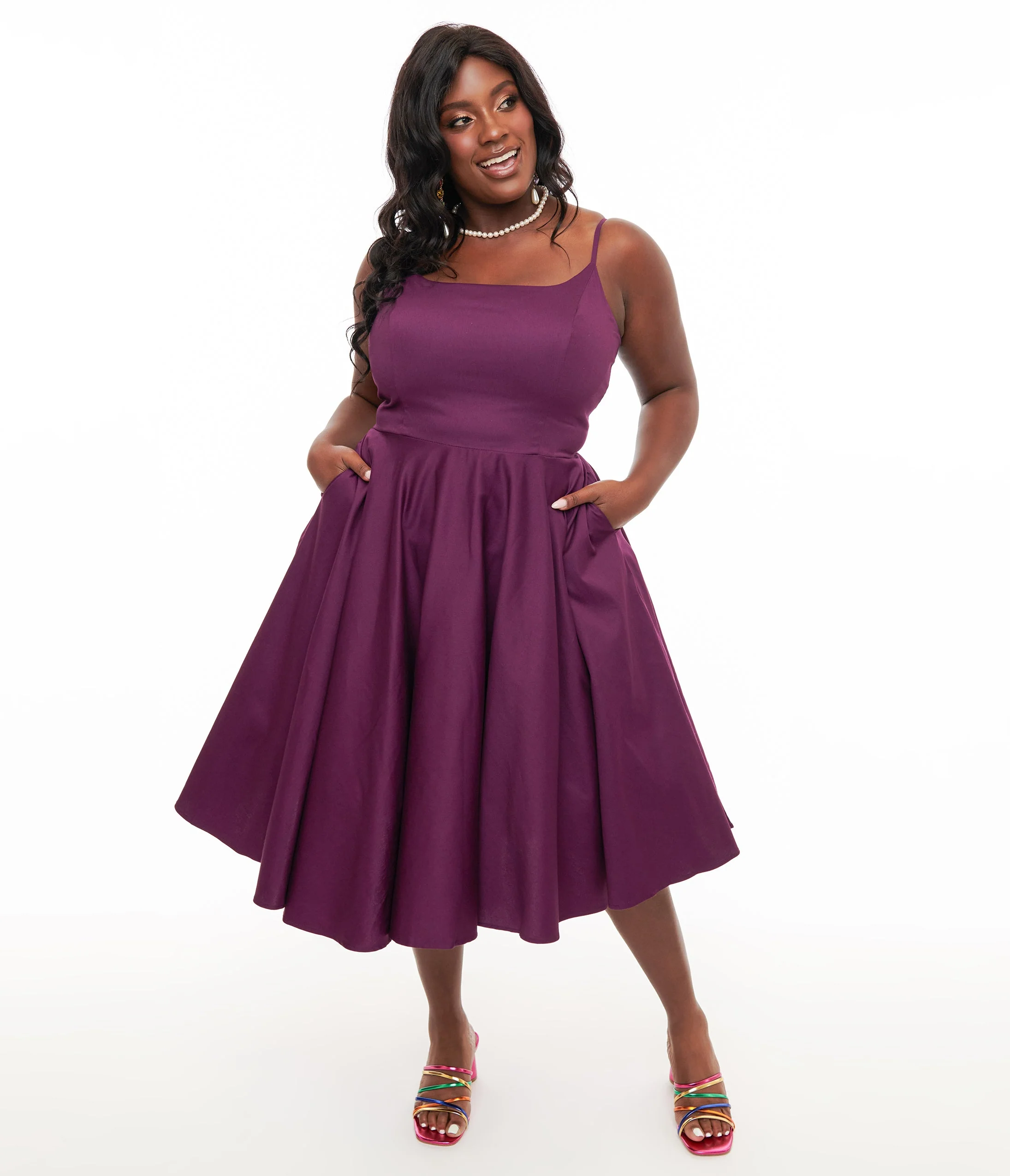 1950s Aubergine Peggy Swing Dress