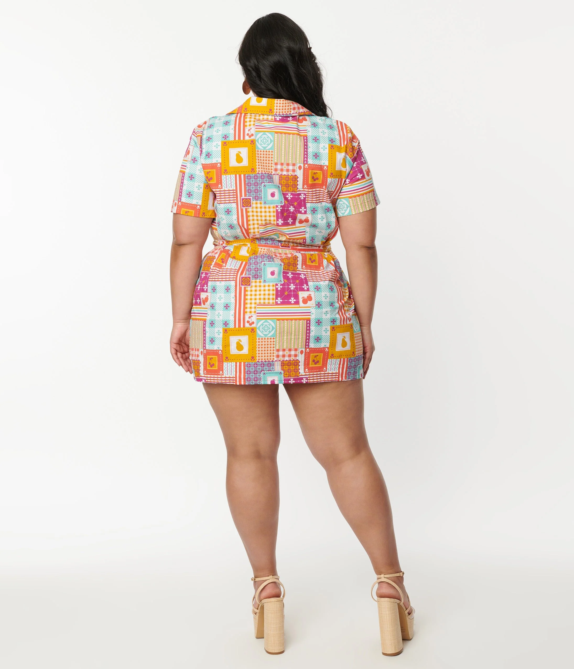Multicolor Patchwork Print Mini Dress