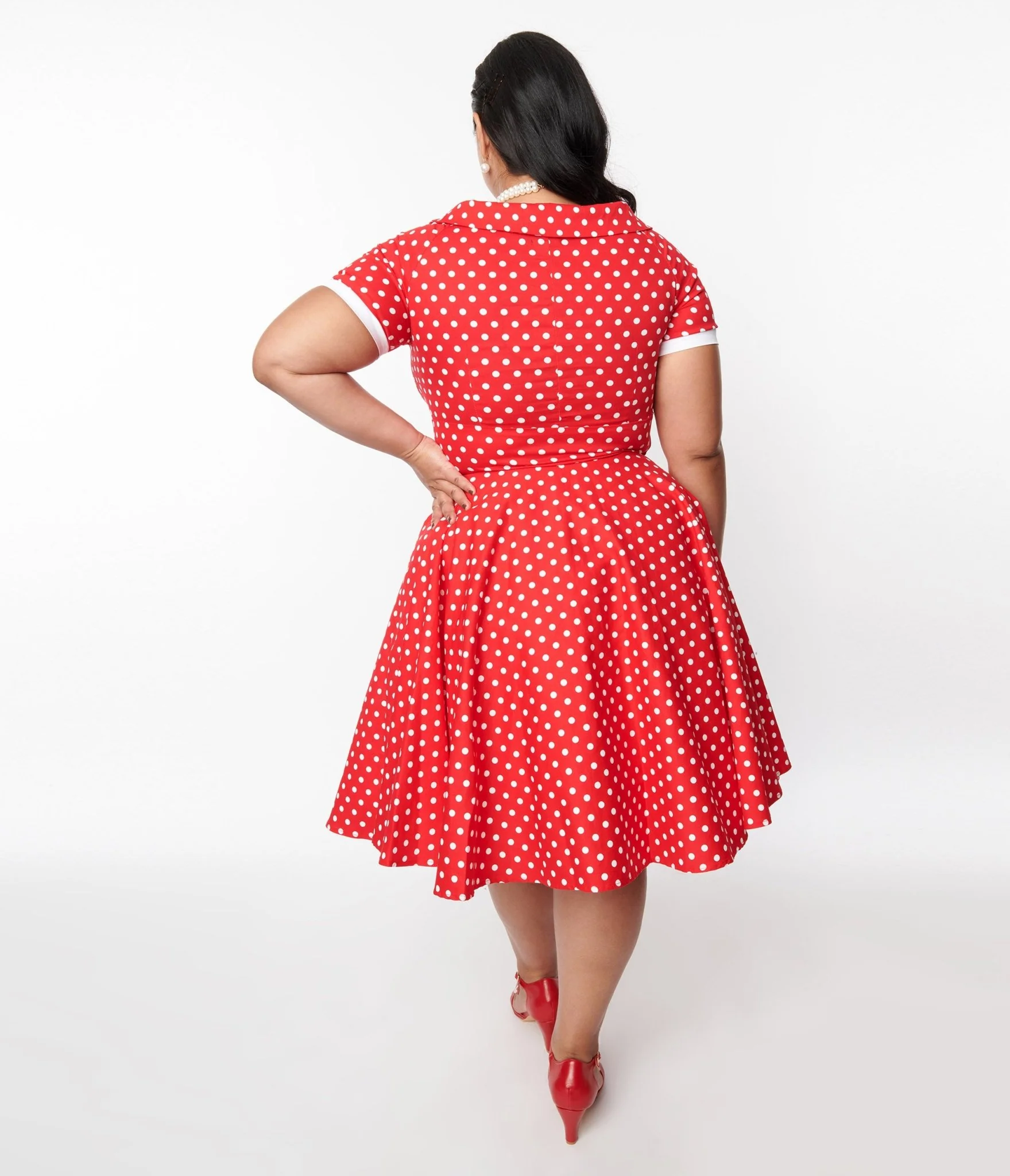Dolly & Dotty Red & White Polka Dot Dolly Swing Dress