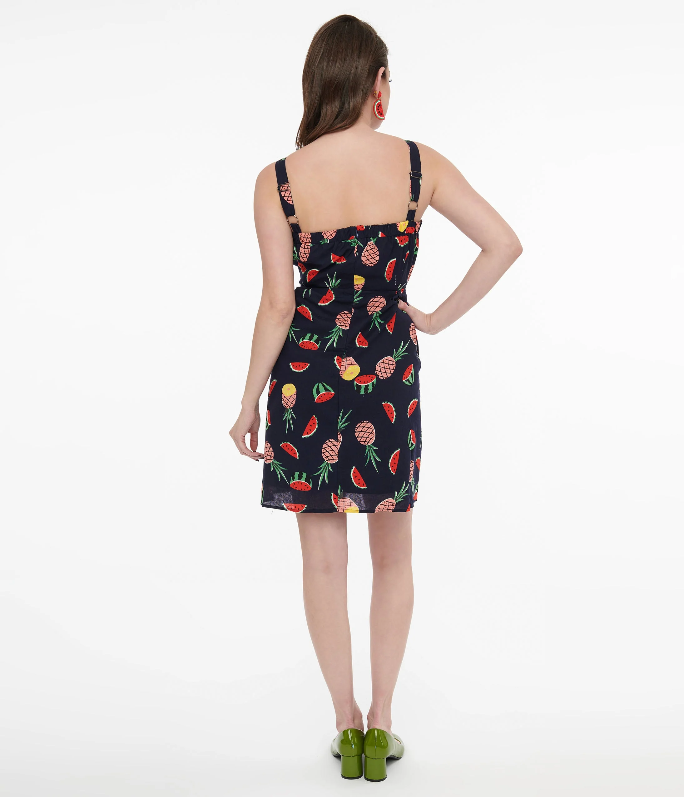 1950s Navy Fruit Print Fit & Flare Dress