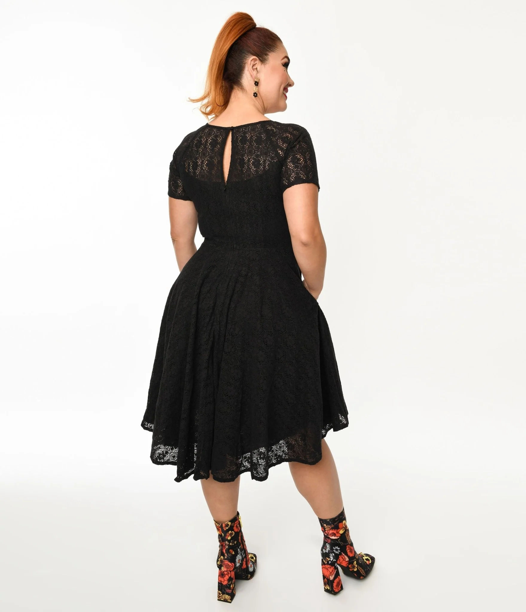 Black Lace Penny Swing Dress