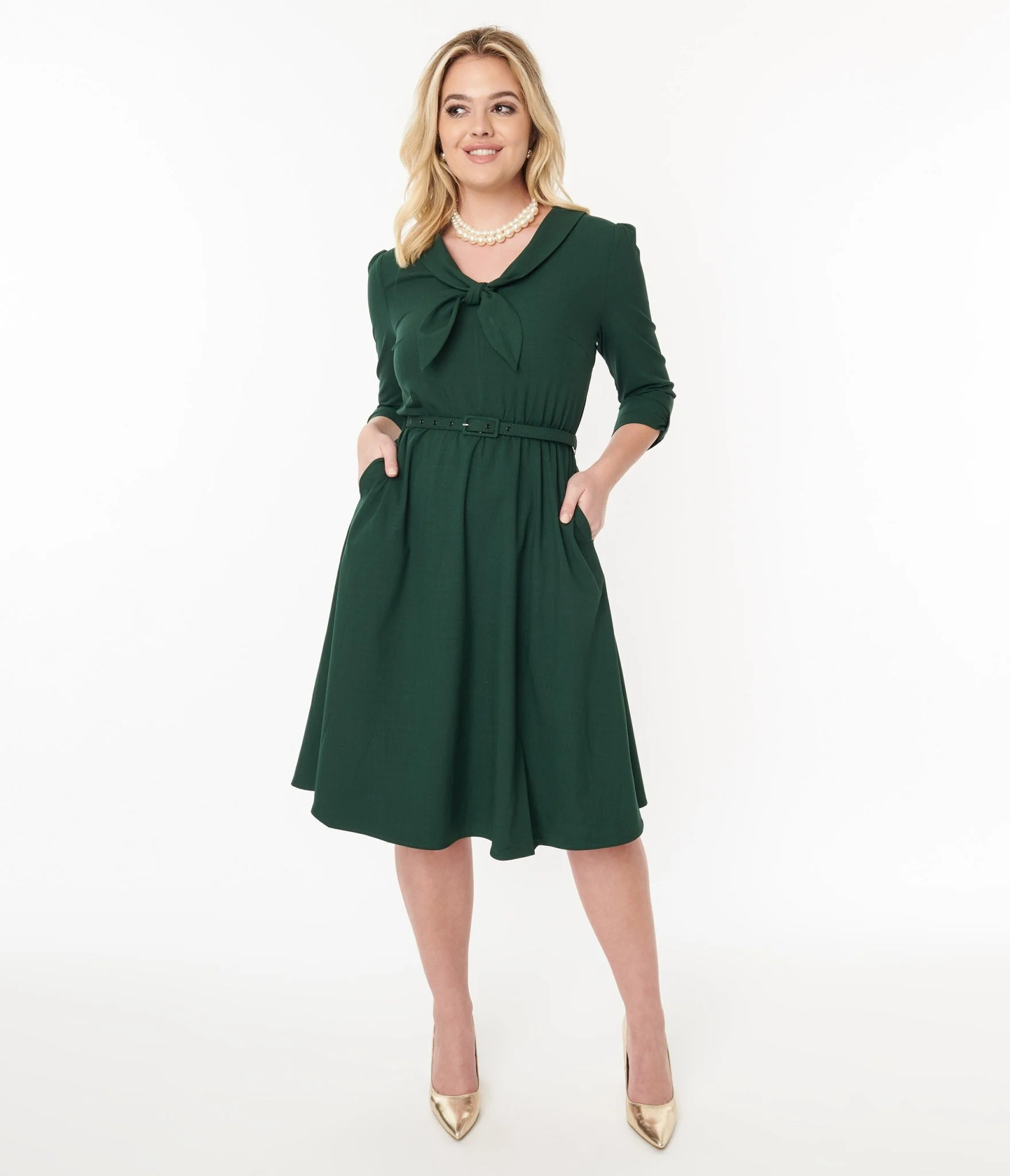 Voodoo Vixen Green Neck Tie Swing Dress