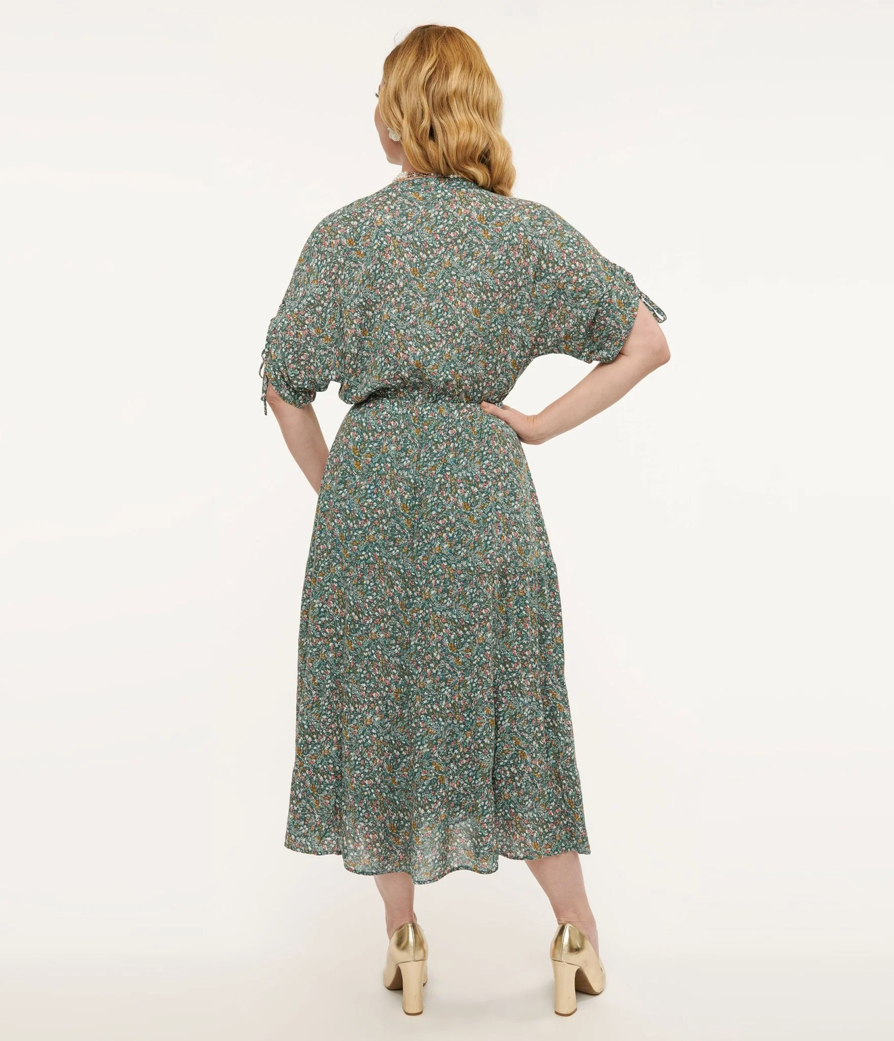 Teal Floral Midi Dress