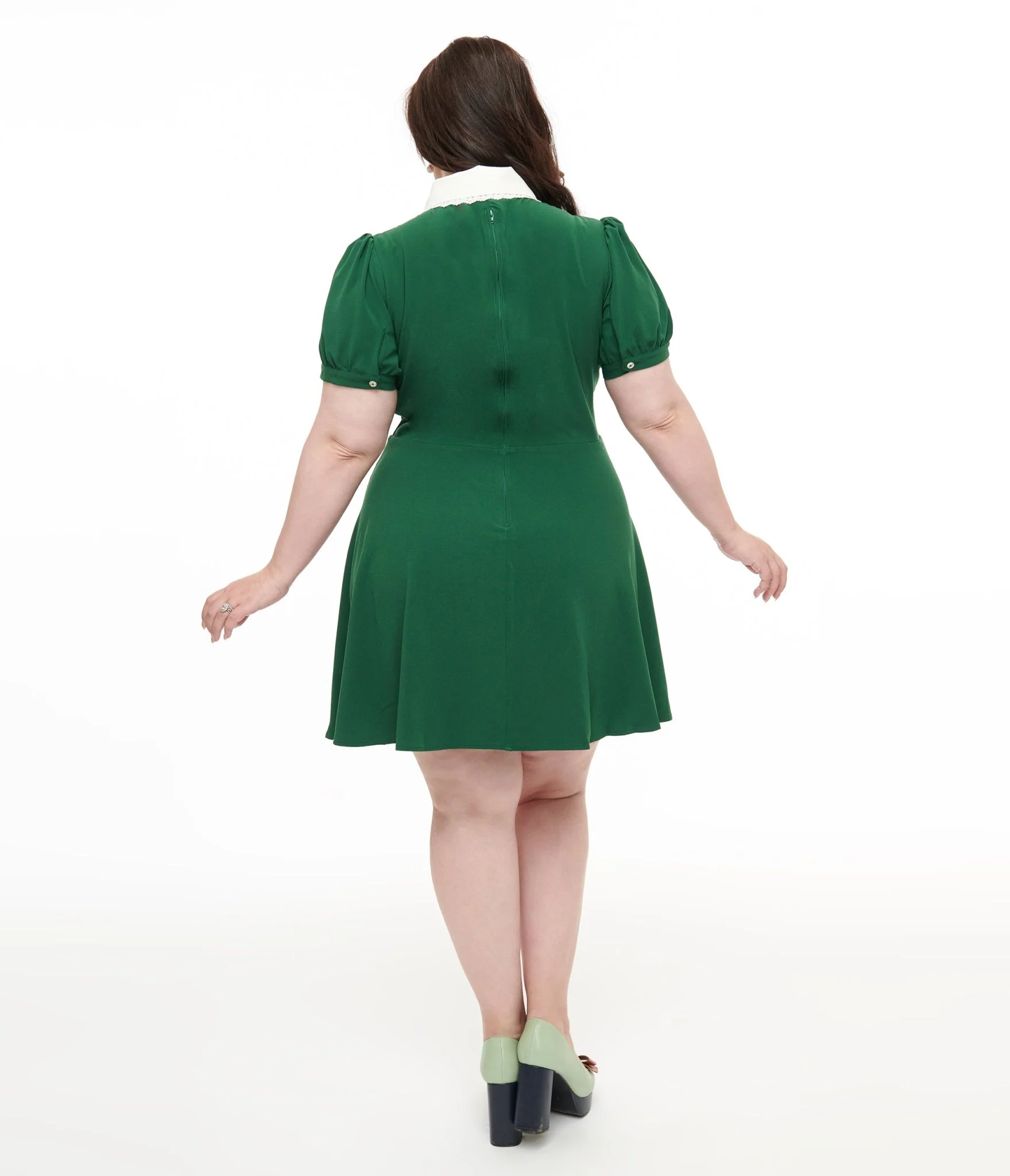 Hell Bunny Plus Size 1950s Green Basil Fox Mini Dress