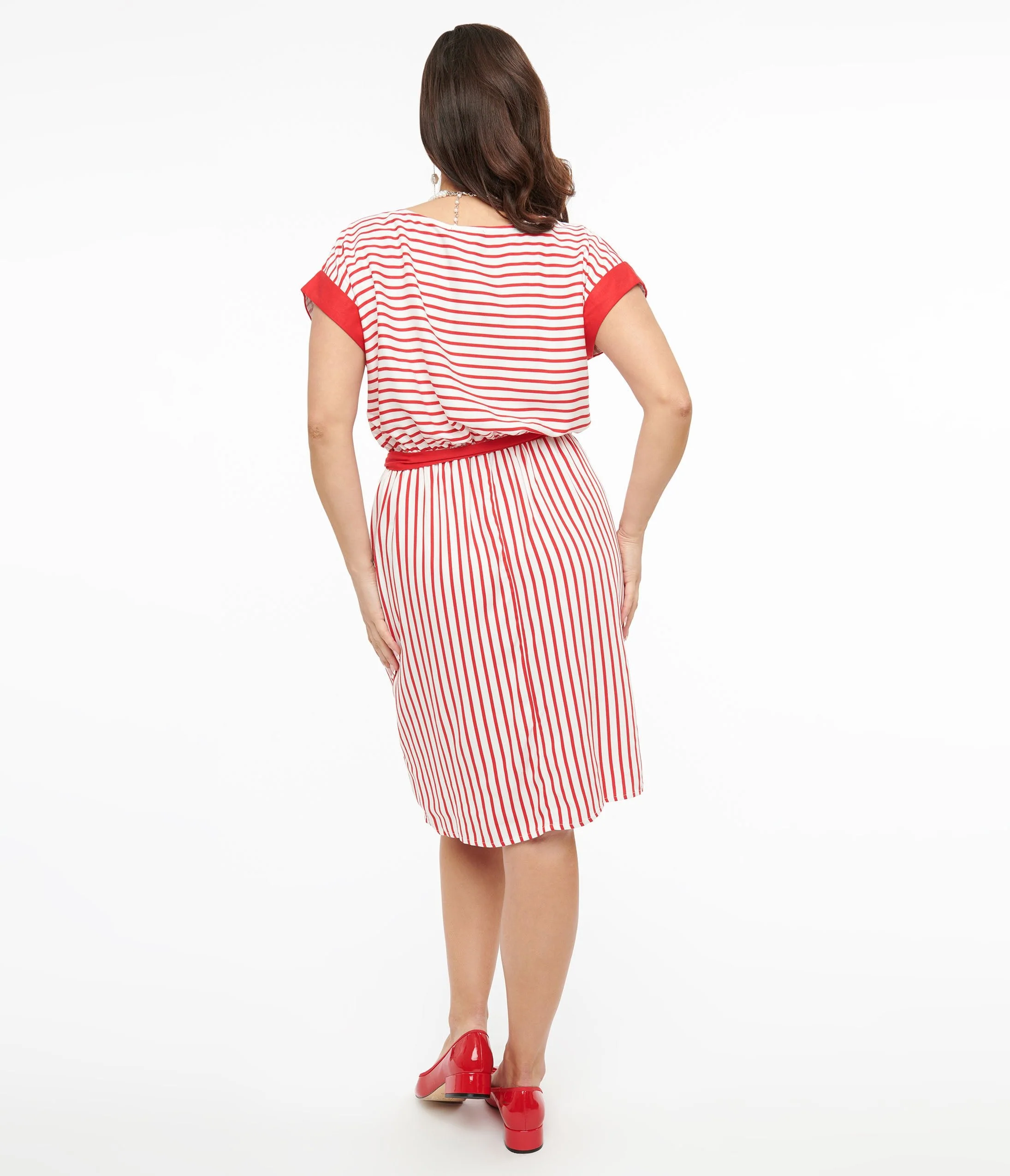 Hell Bunny 1940s Red & White Stripe Ahoy Dress