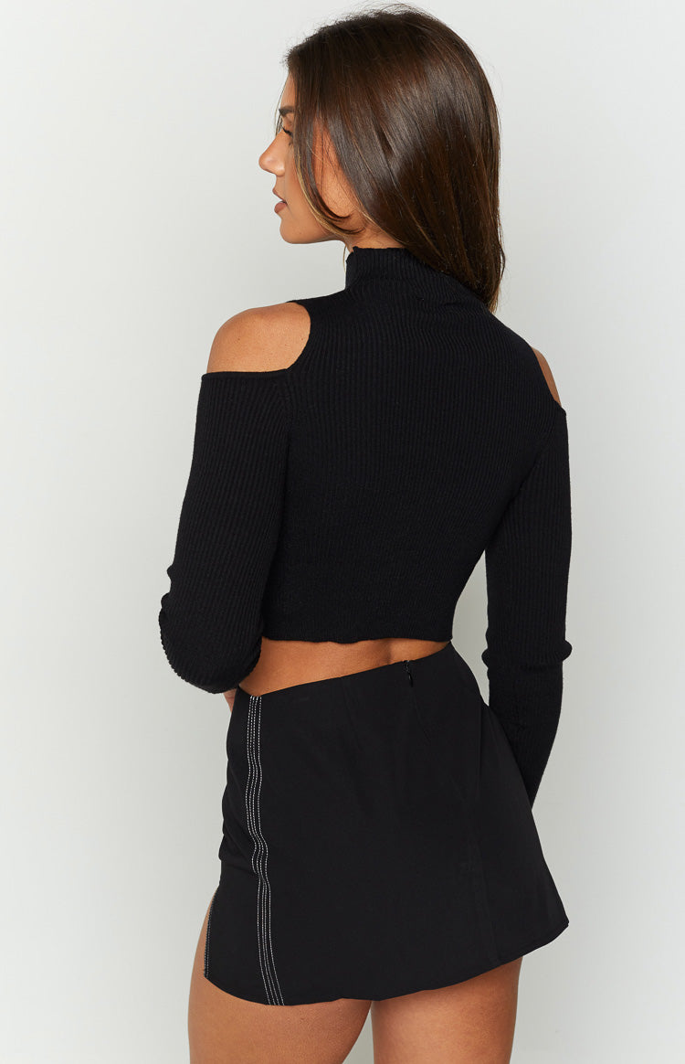 Amaya Black Contrast Mini Skirt