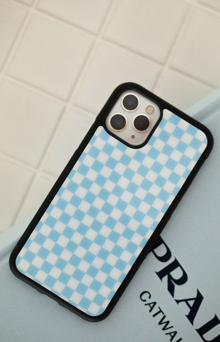 Conquer iPhone 12 Pro Max Case Checkered Blue