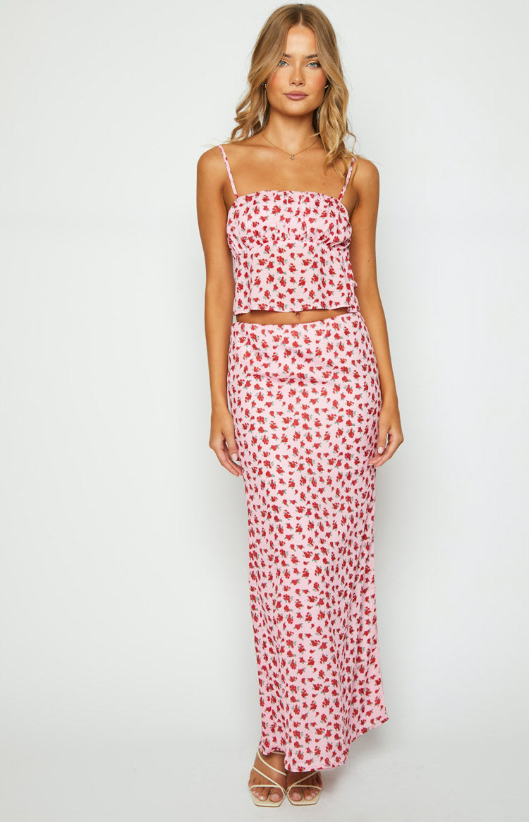 Yesterday Pink Floral Maxi Skirt