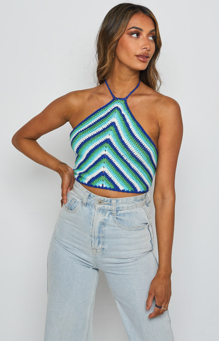 Alicia Halter Top Blue Multi