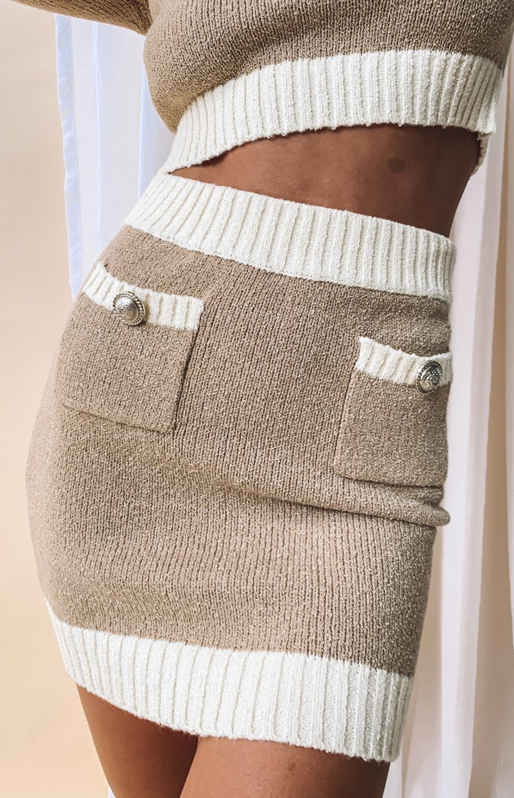 May Knit Mini Skirt Nude