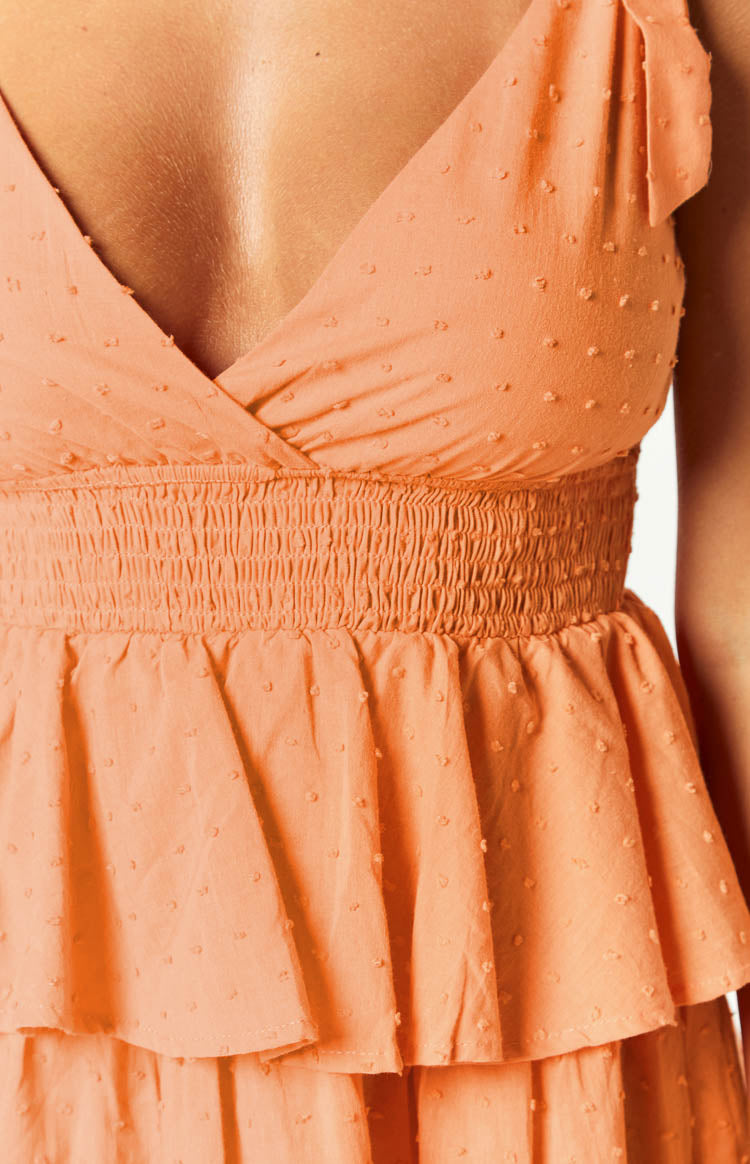 Taylor Orange Shoulder Tie Mini Dress