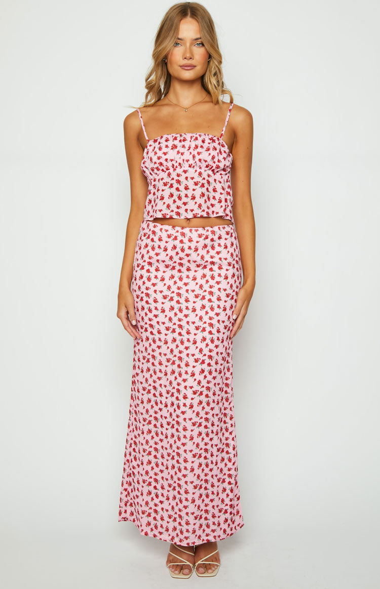 Yesterday Pink Floral Maxi Skirt