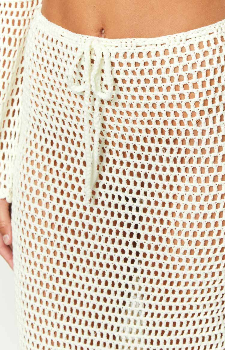 Dally White Crochet Maxi Skirt