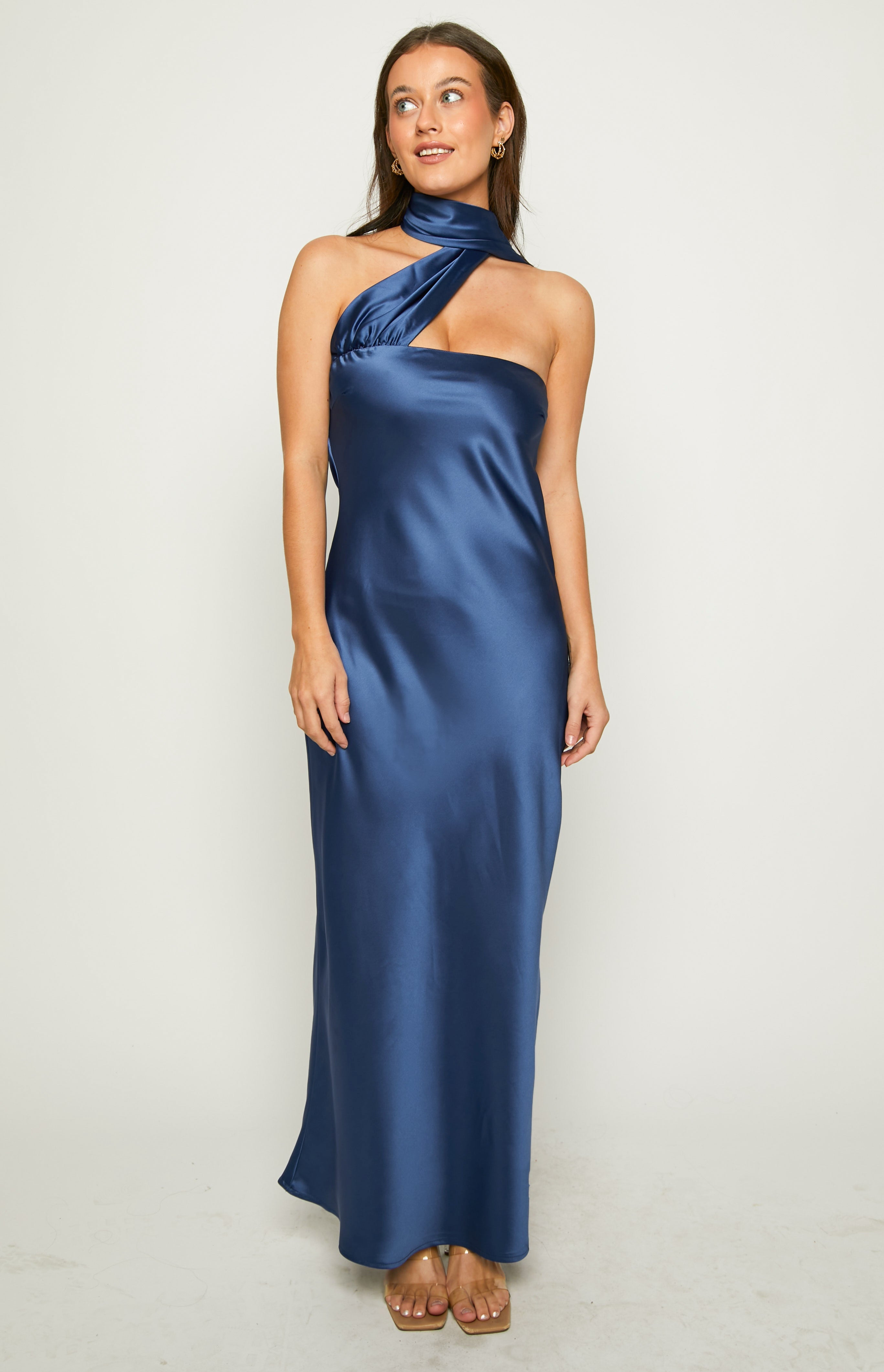 Francese Blue Scarf Midi Dress