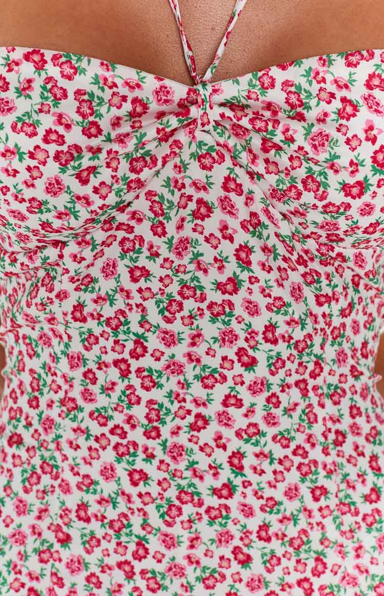 Sofia Pink Floral Halter Mini Dress