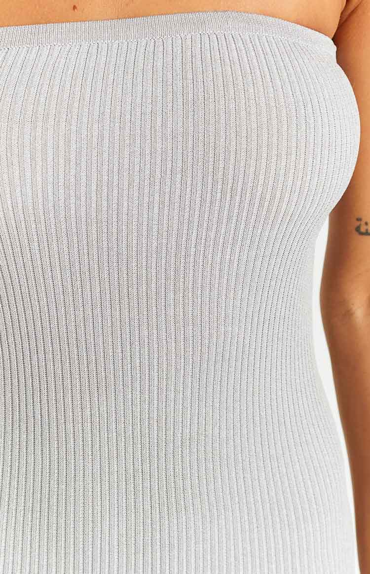 Stranger Grey Strapless Knit Maxi Dress