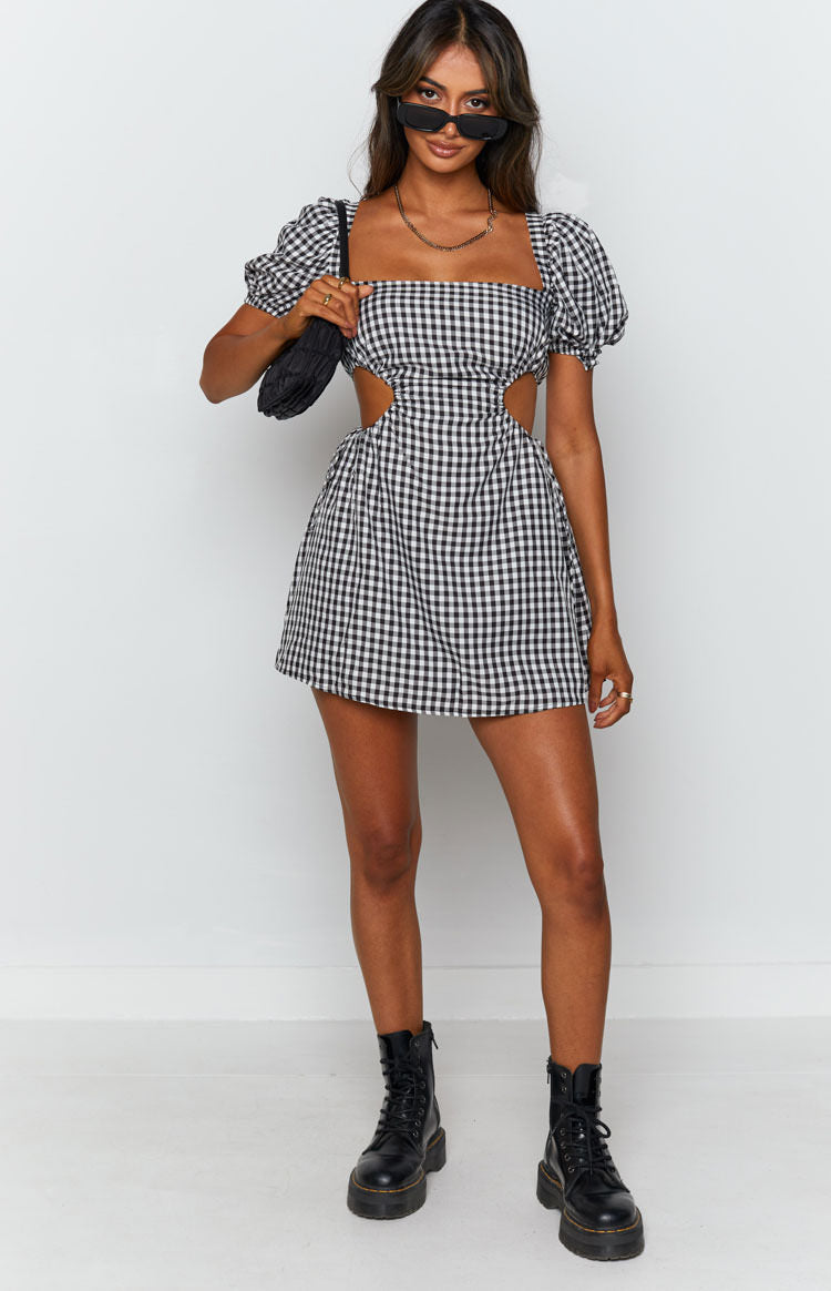Penelope Mini Dress Mono Gingham
