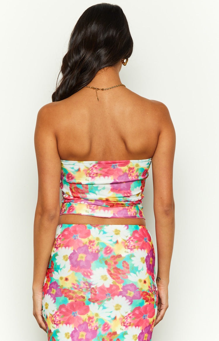 When In Rome Floral Print Tube Top