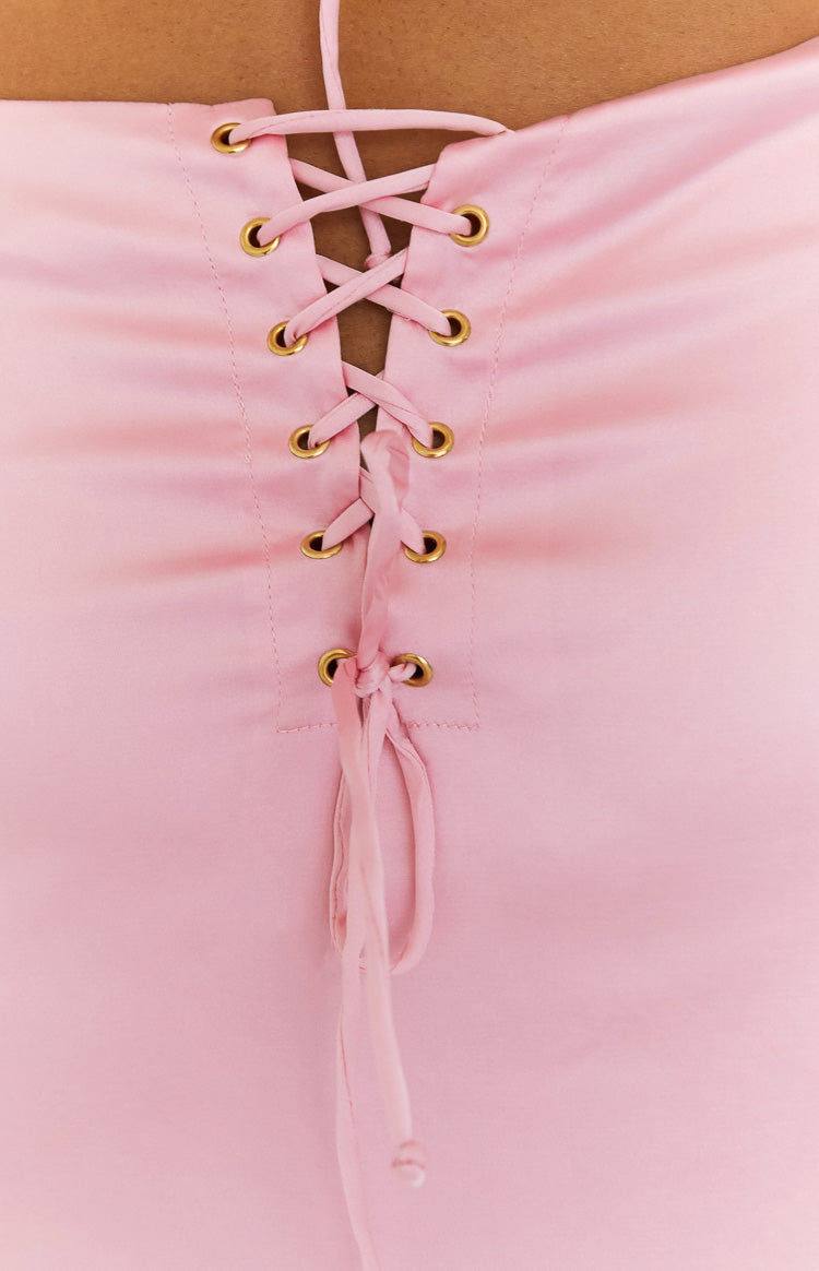 Mckenzie Pink Satin Maxi Skirt