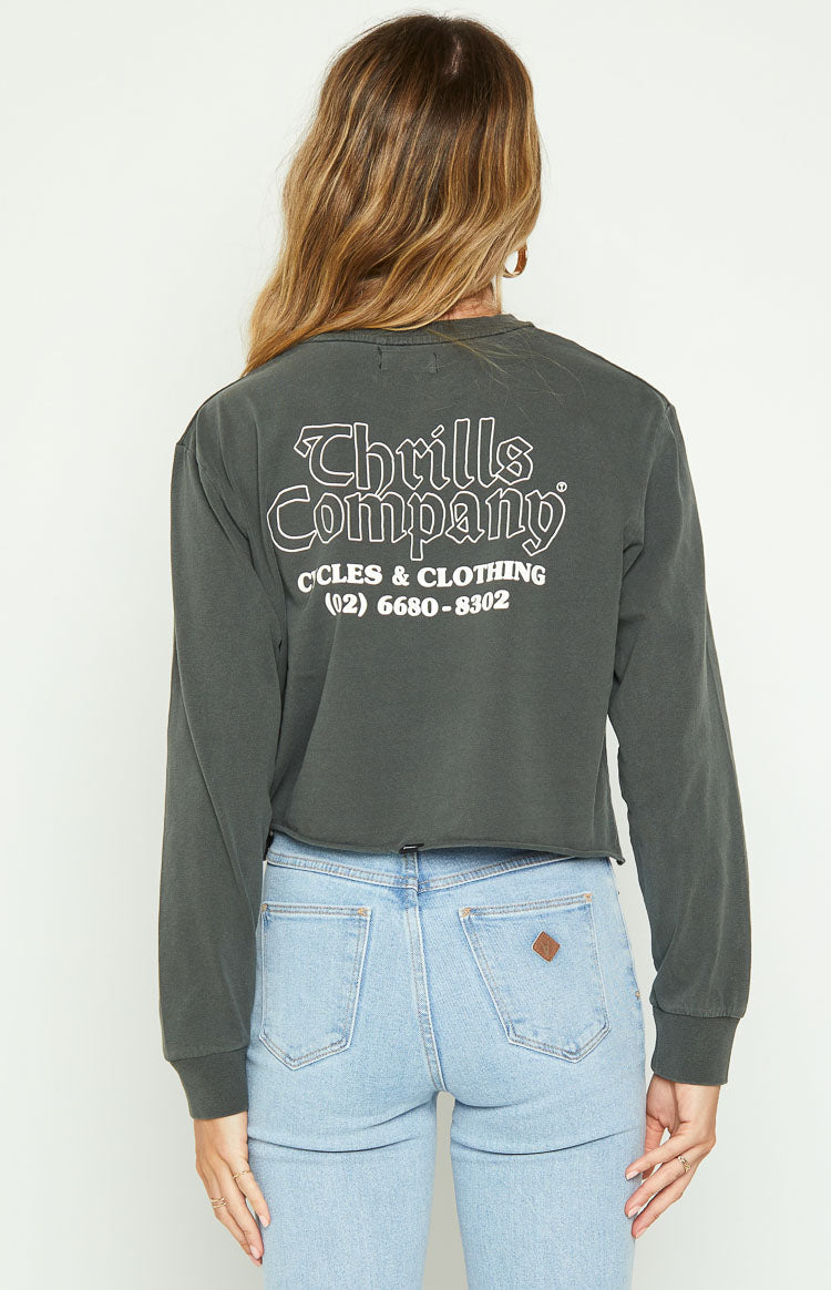 Thrills Sacred Merch Crop LS Tee - Merch Black