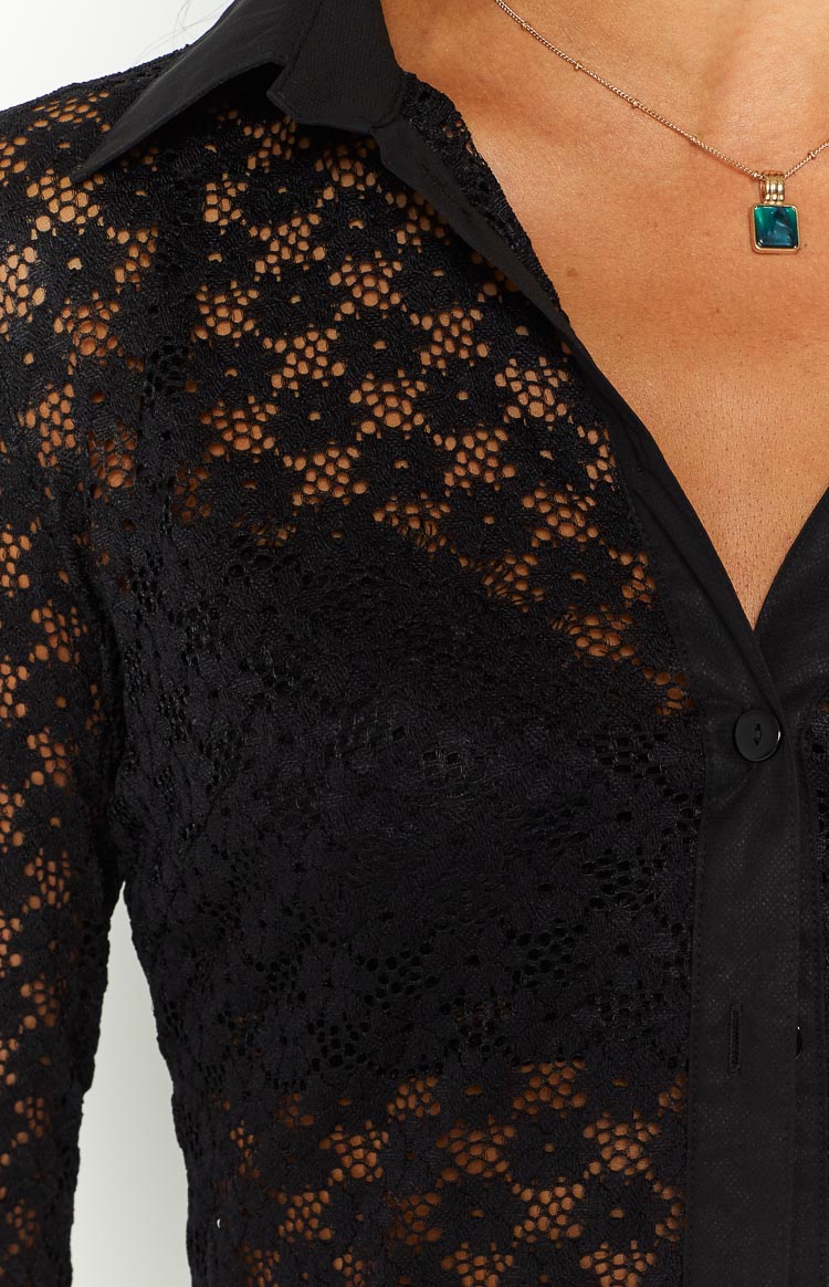 Amber Black Lace Long Sleeve Top