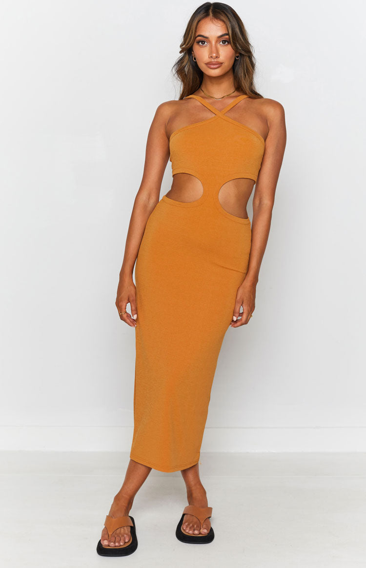 Faith Midi Dress Dark Mustard