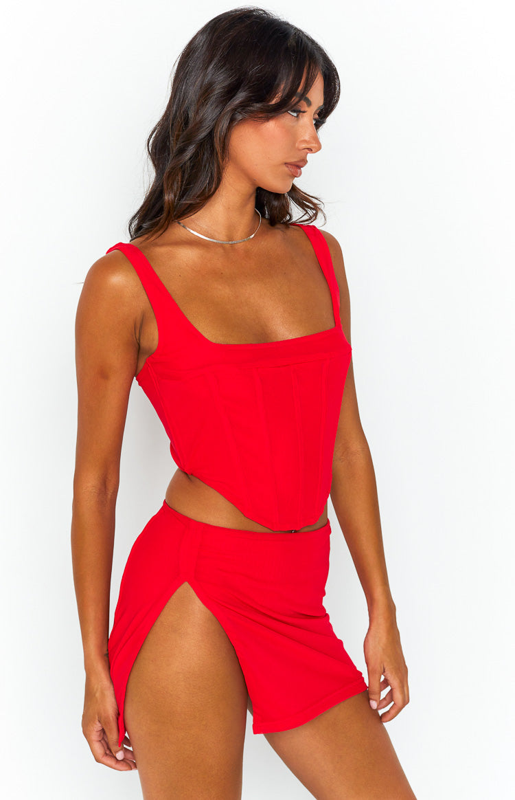 Felicity Red Mesh Mini Skirt
