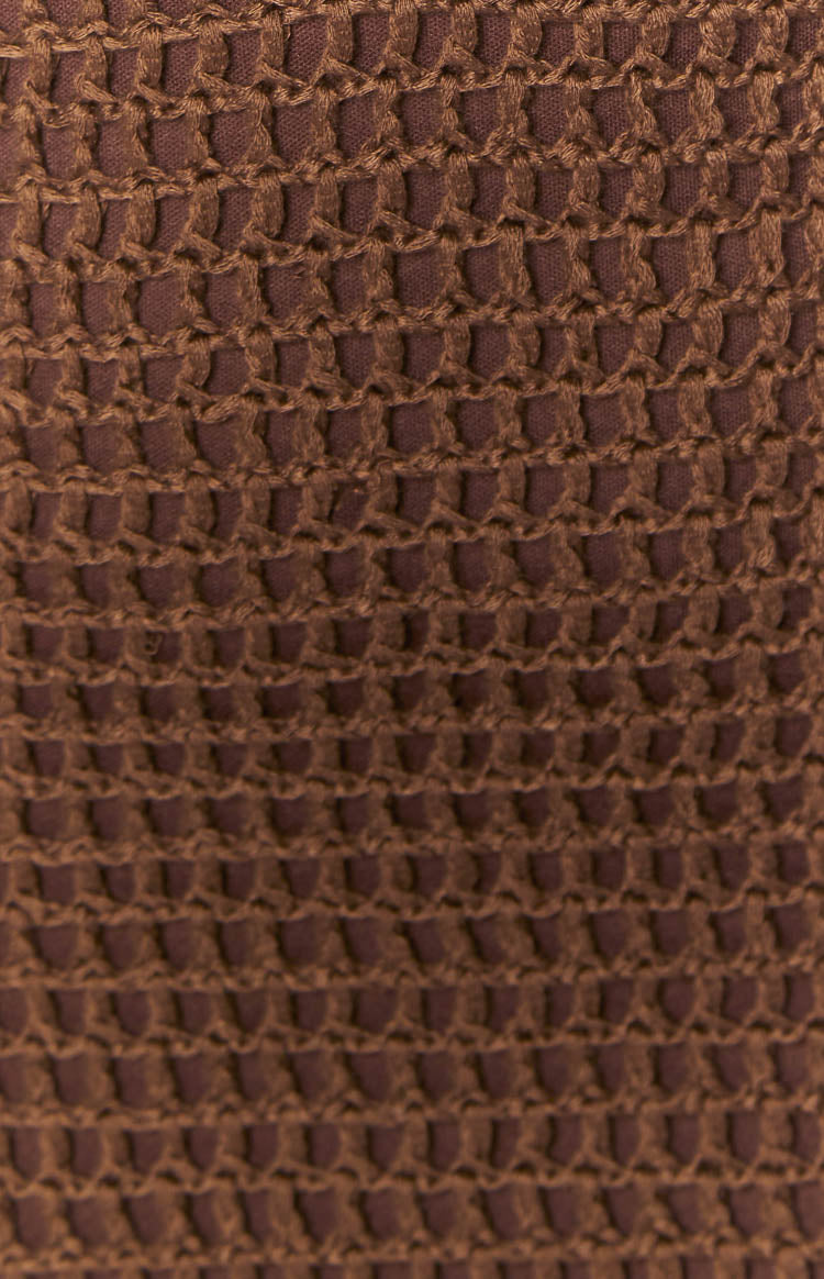 Donovan Brown Crochet Mini Dress