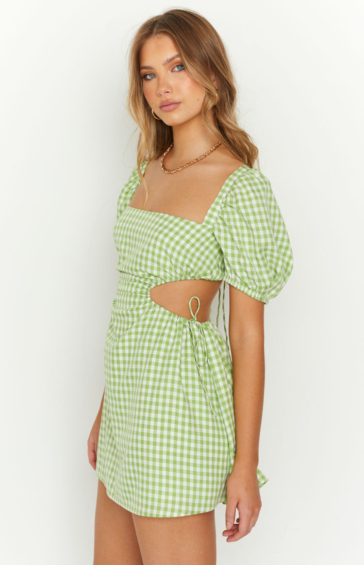 Penelope Green Gingham Mini Dress