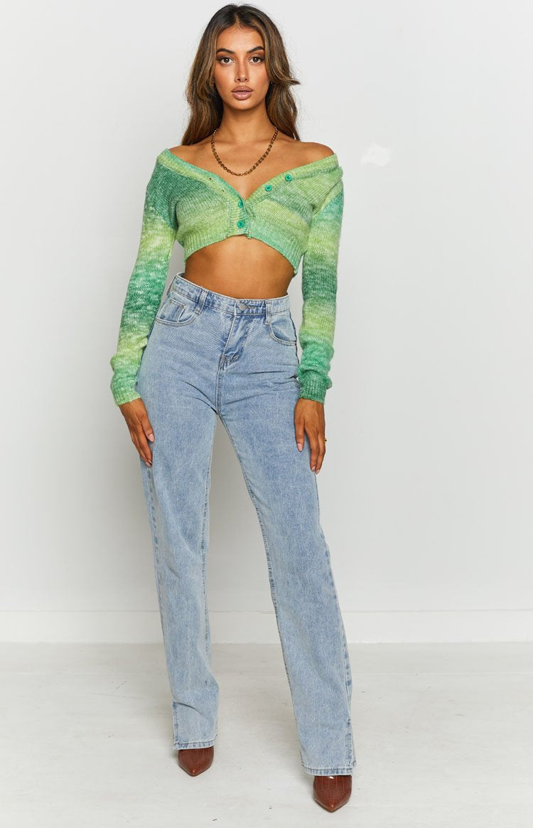 Viviana Spacedye Crop Cardigan Green