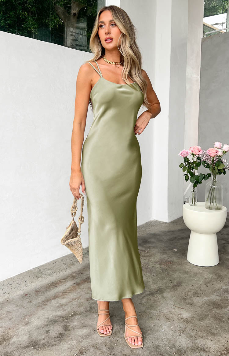 Tedra Sage Formal Maxi Dress