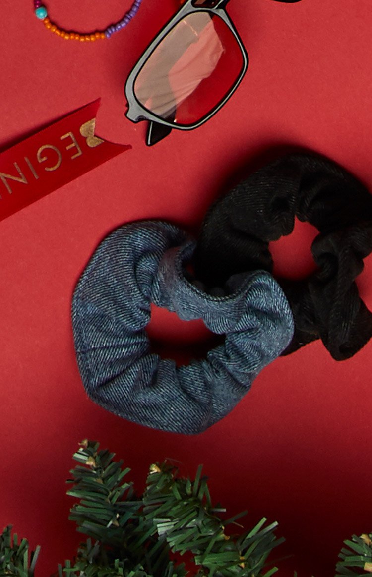Country Girl Scrunchie Black Denim