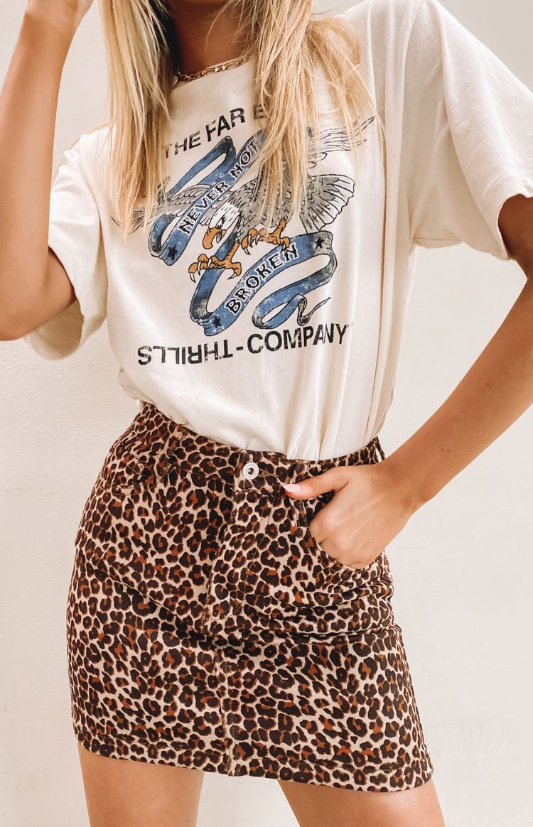 Maverick Suede Skirt Leopard