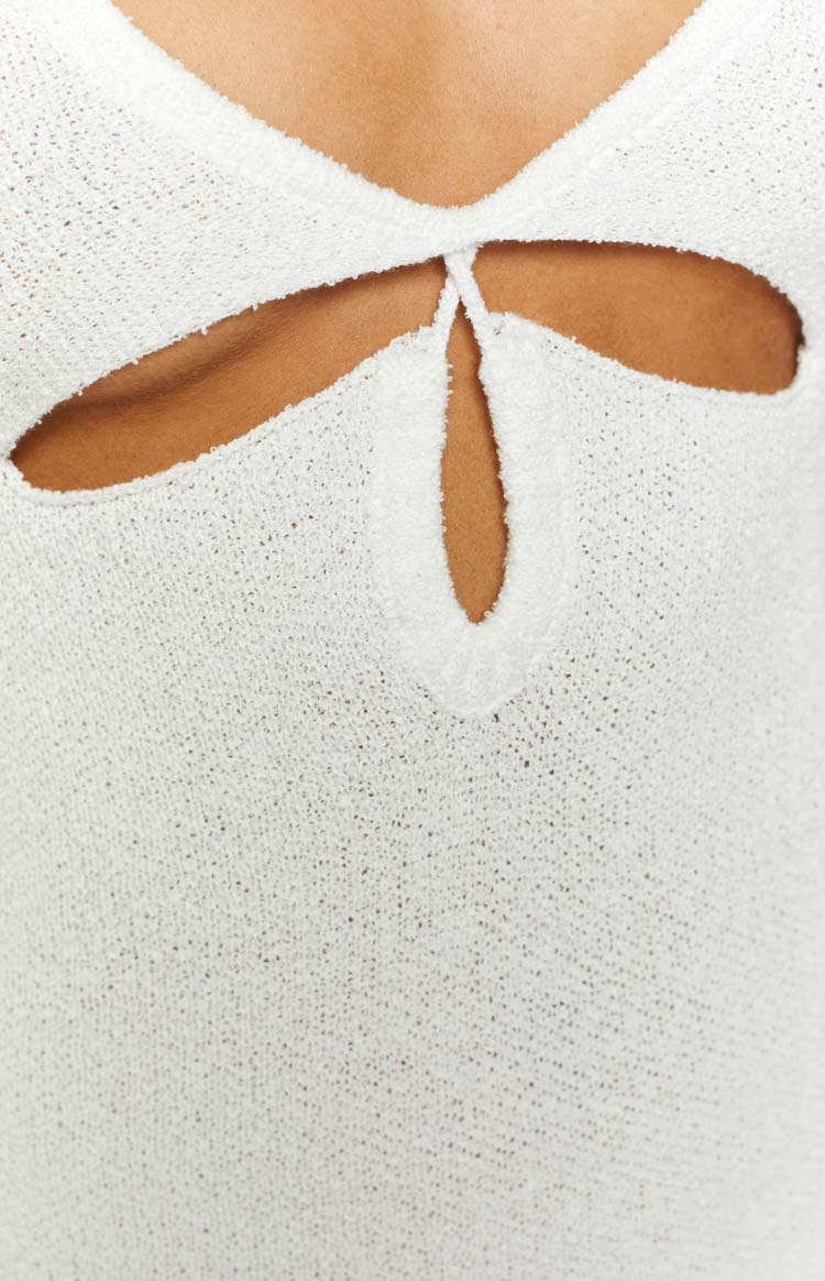 Lotus White Knit Maxi Dress