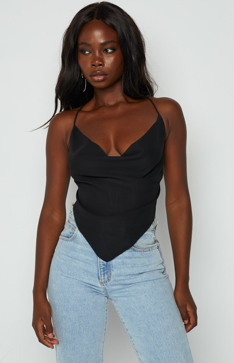 Eilish Black Scarf Top