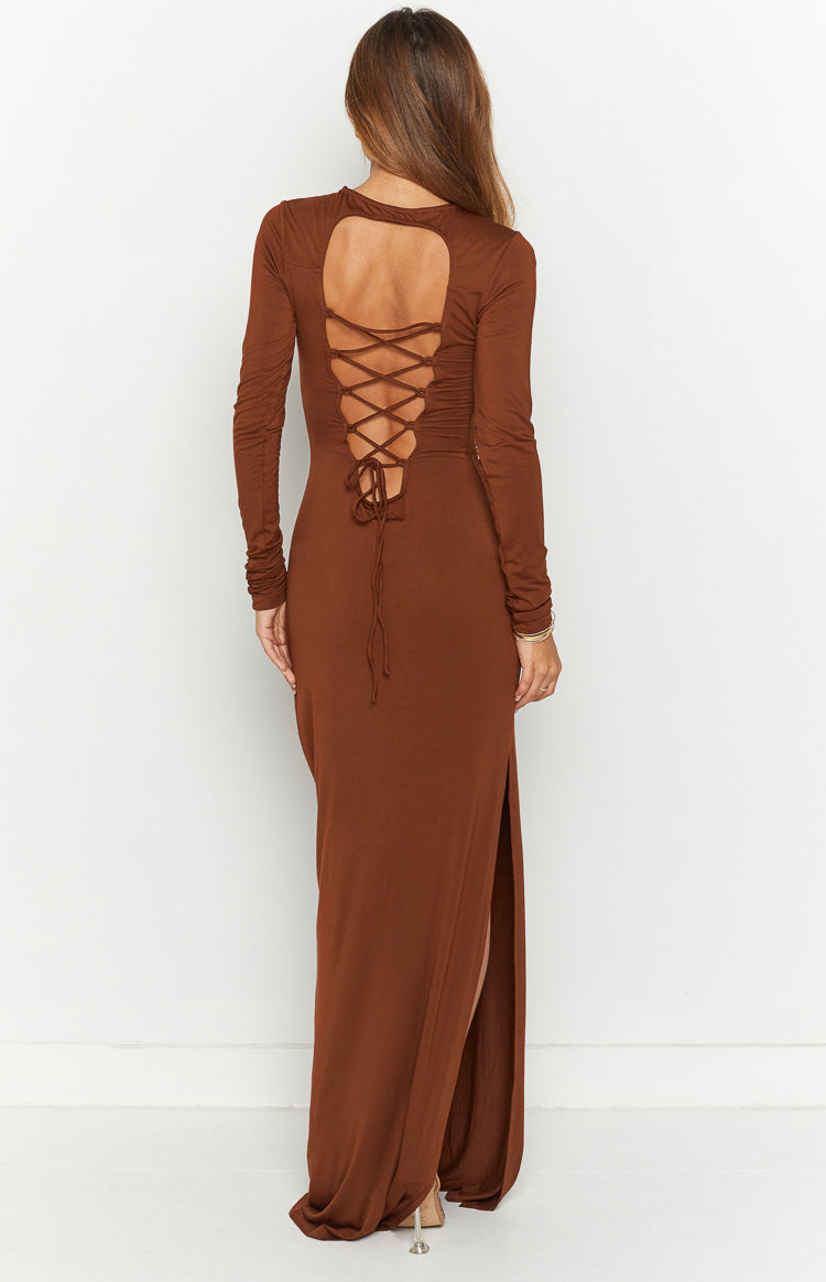 Toni Brown Long Sleeve Maxi Dress