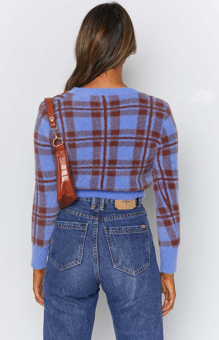 Hannah Checked Cardigan Blue
