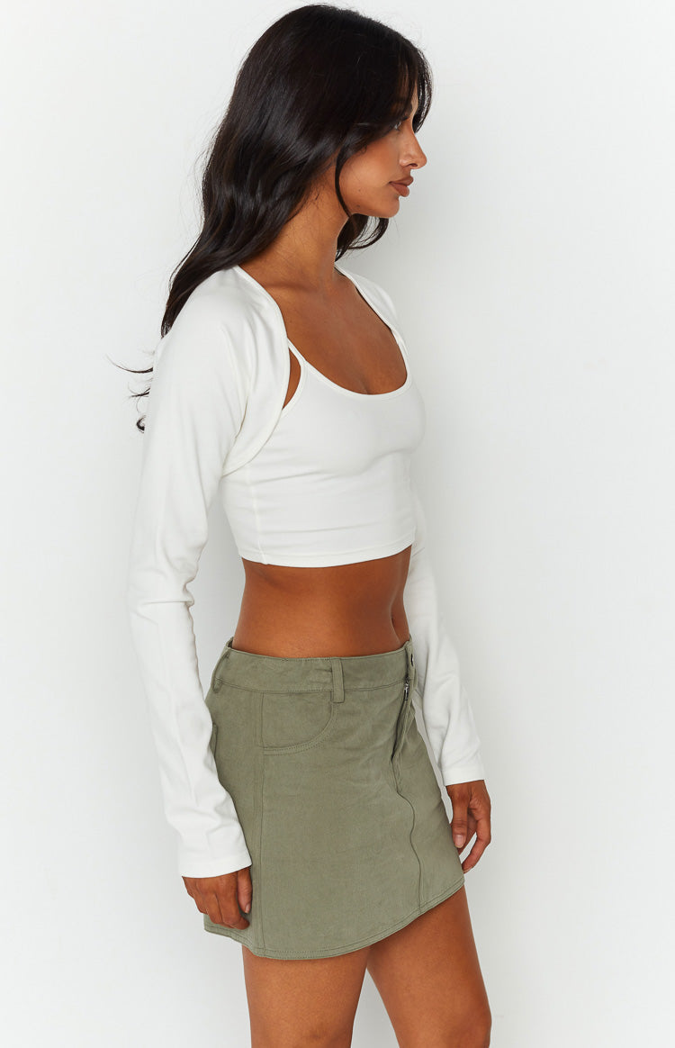Alaia Khaki Low Rise Mini Skirt
