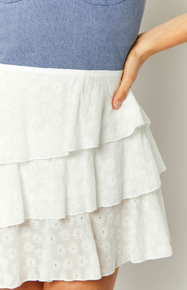 Fashion Flare Light Wash Denim Corset Mini Dress