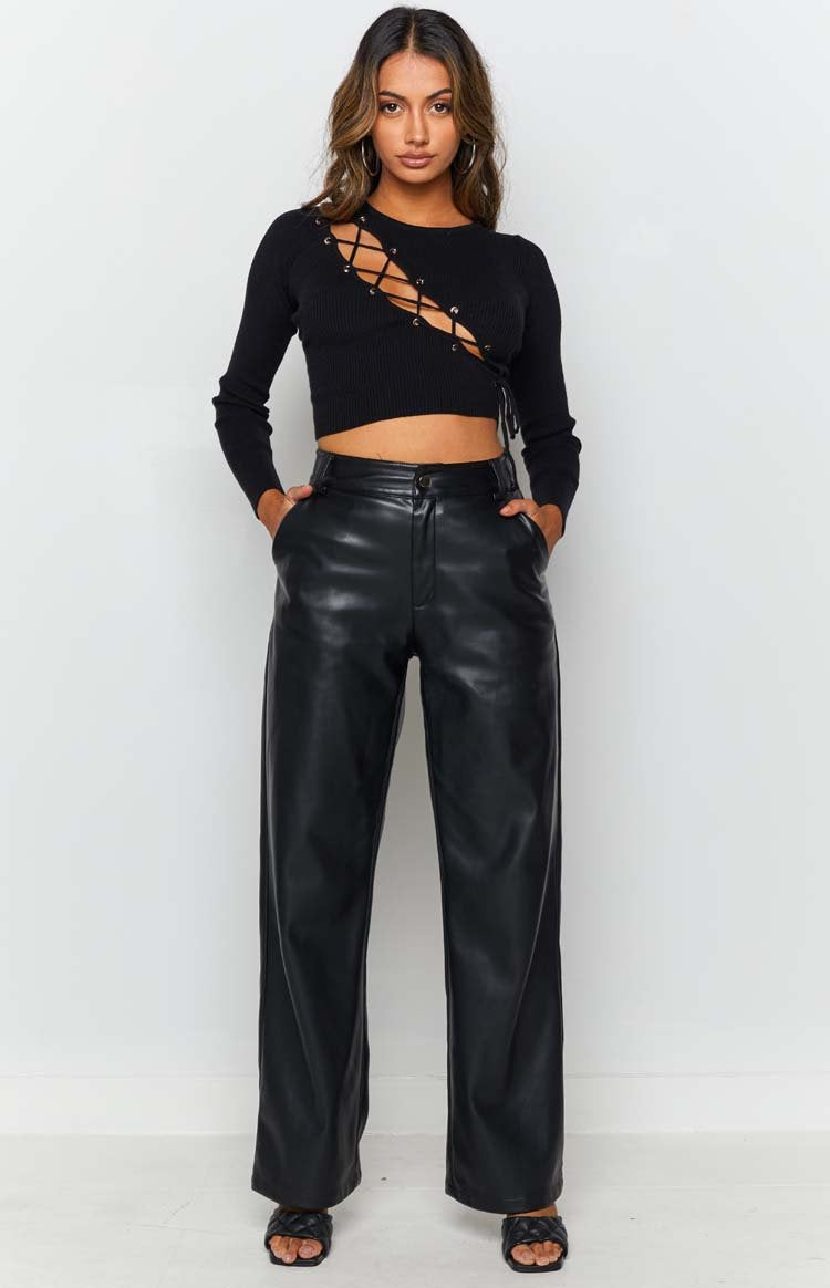 Remy Lace Up Top Black