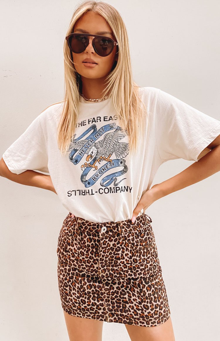 Maverick Suede Skirt Leopard