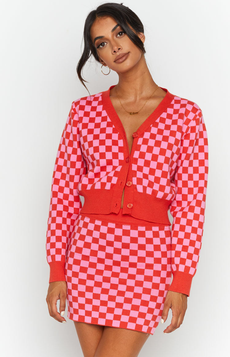 Zula Pink Check Cardigan