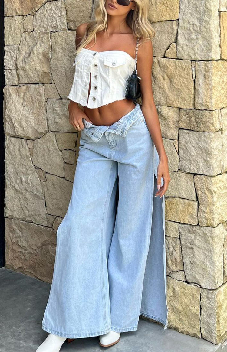 Marelle Light Denim Side Split Jeans