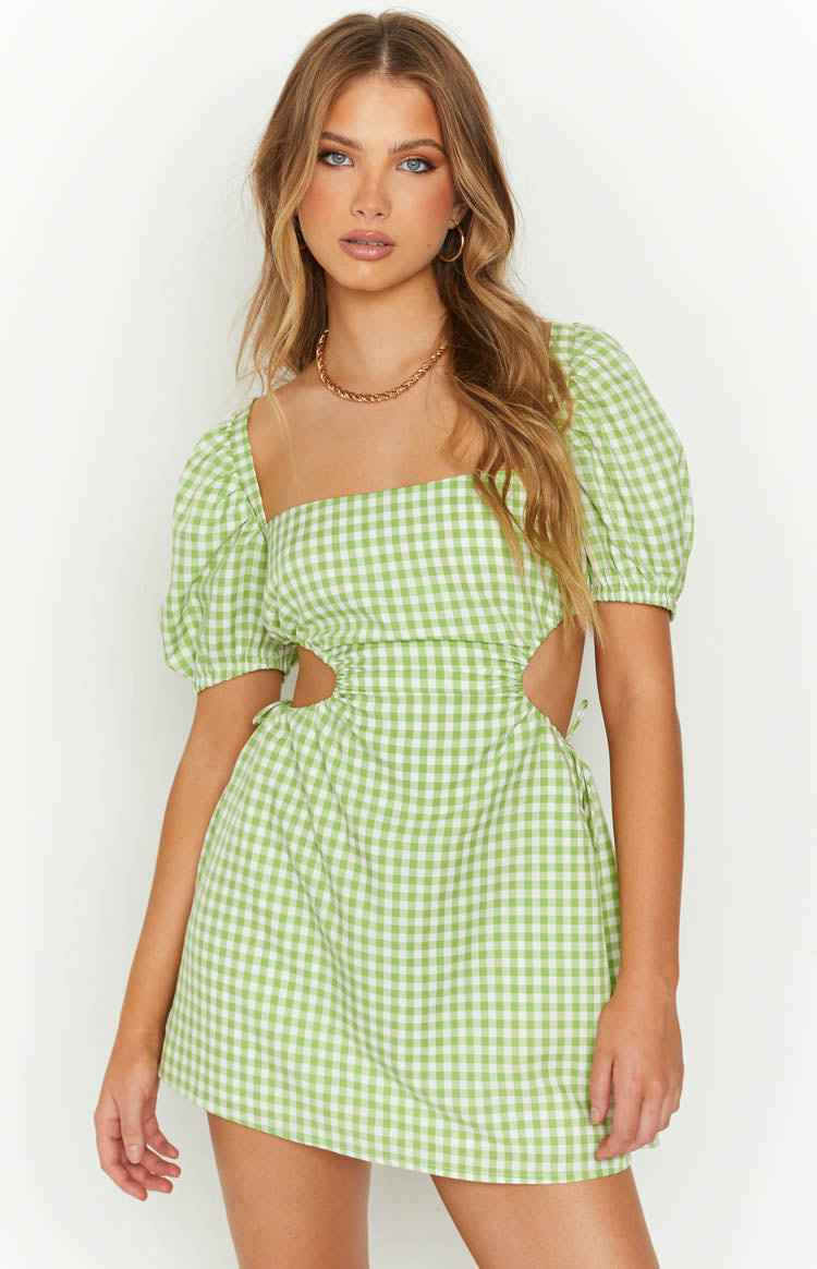 Penelope Green Gingham Mini Dress