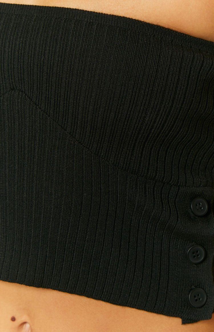 Edison Black Knit Tube Crop Top
